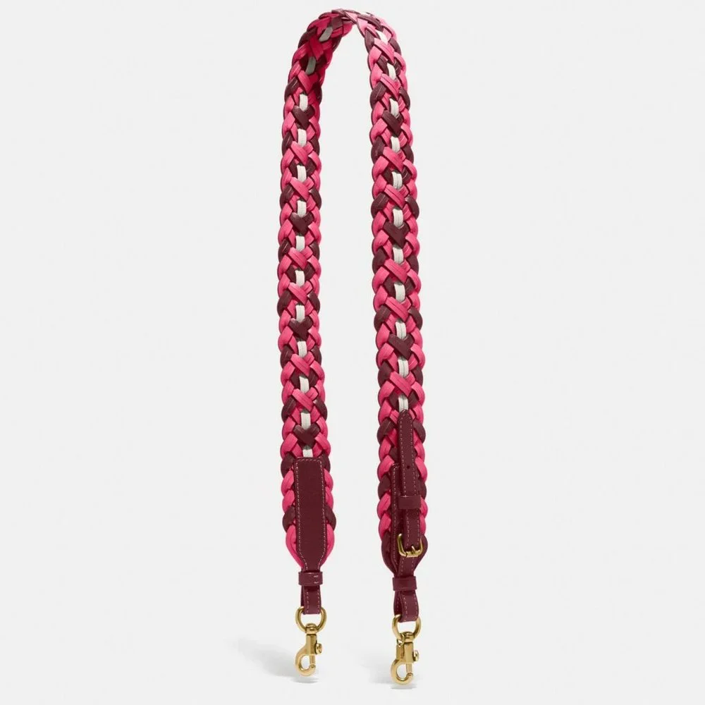 Coach NWT $150 Interchangeable Strap Weaving 624 Pink Burgundy Brass RETAIL